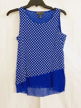 INC International Concepts Blue Polka Dot Sleeveless Blouse